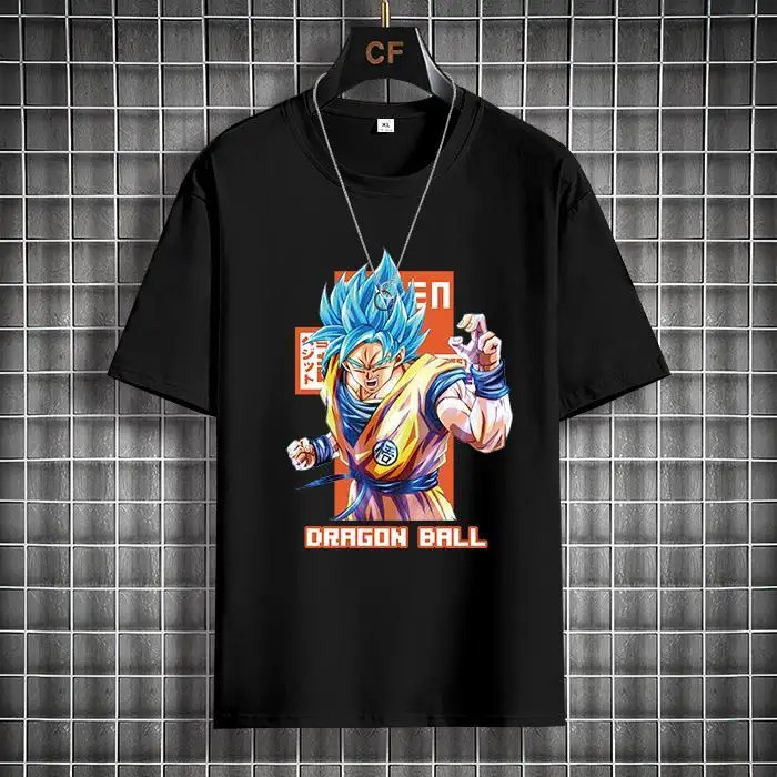 Kaos Lengan Pendek Dragon Ball Co-branded Anime Sekitar Goku Kartun Merek Trendy Ukuran Besar Pakaia
