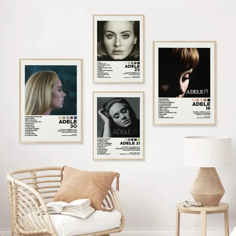 

New Adele 30 Tracklist Pop Music Singer Star Album Cover Poster Prints Canvas Painting Wall Art Picture Living Room Home Decor