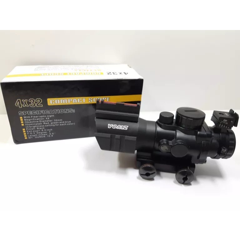 Telescope  Compact scope 4×32  Compact Reticle CQB – 100% tahan getaran/3 Lampu