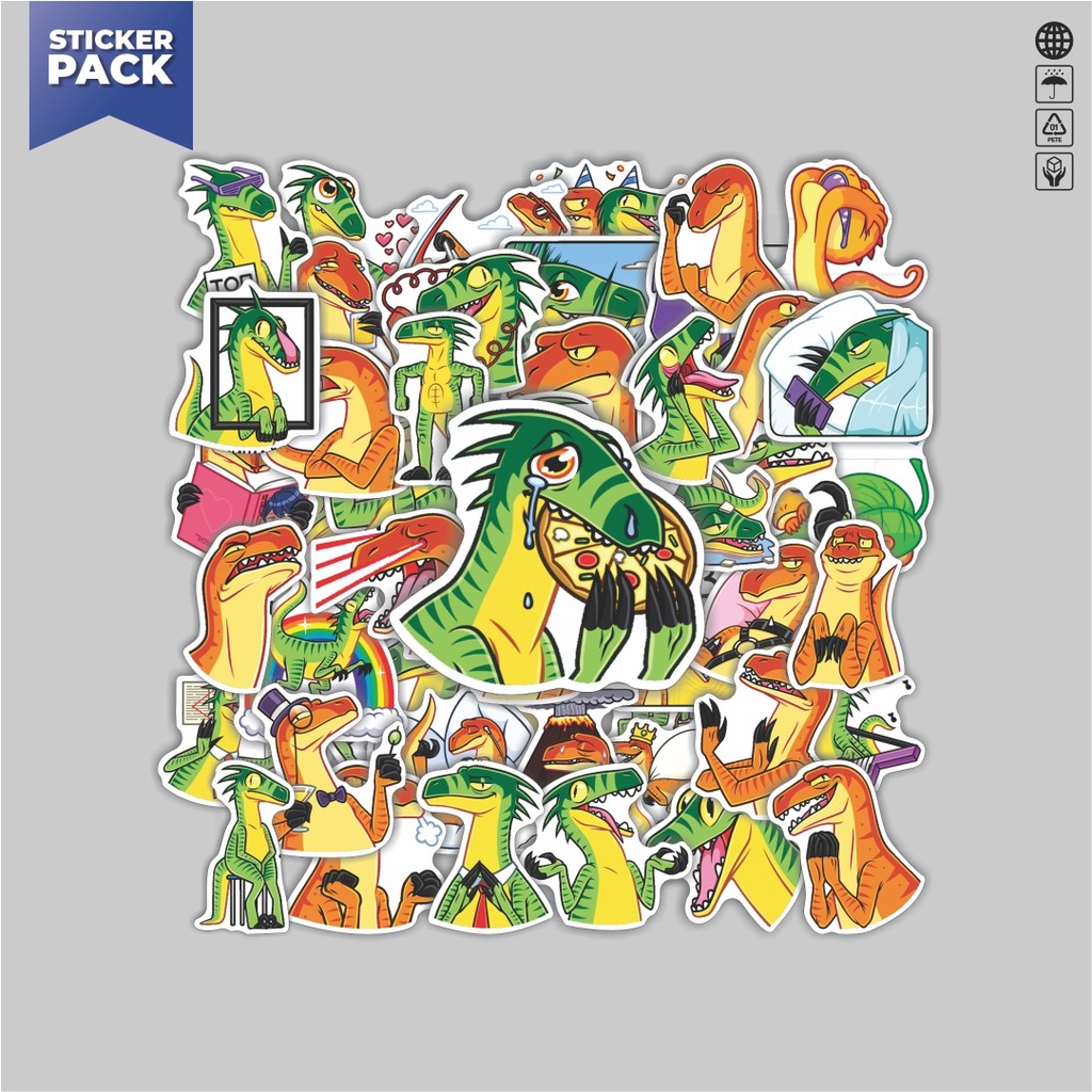 

[100PCS]Stiker Pack Stiker Kartun Dinosaurus Dino Raptor Aesthetic Vinyl Anti Air Dekorasi Sticker Laptop Buku Journal Koper Helm Casing HP Gitar Helm Skateboard