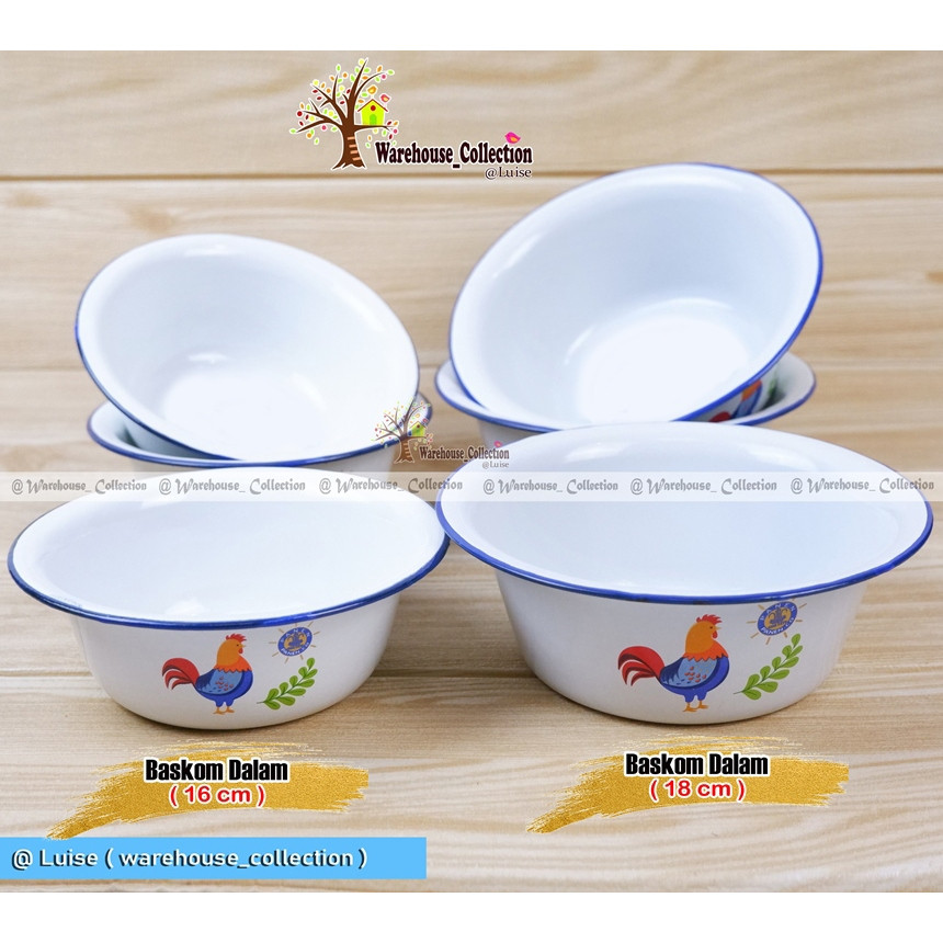 Mangkok jago enamel 16cm dan 18cm vintage/mangkok enamel/baskom jago/kobokan enamel
