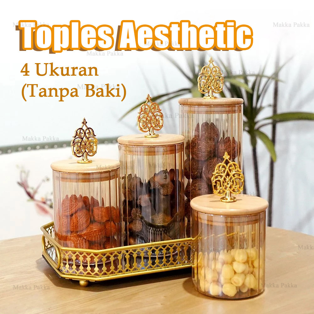 Toples Pohon Natal Gold Toples Gold Penyimpanan Makanan / Toples Aesthetic Toples Kue Toples Kaca Le