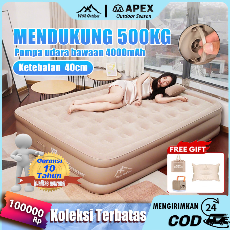 kasur angin pompa otomatis outdoor Kasur pompa lipat kasur tiup Queen kasur angin camping perjalanan