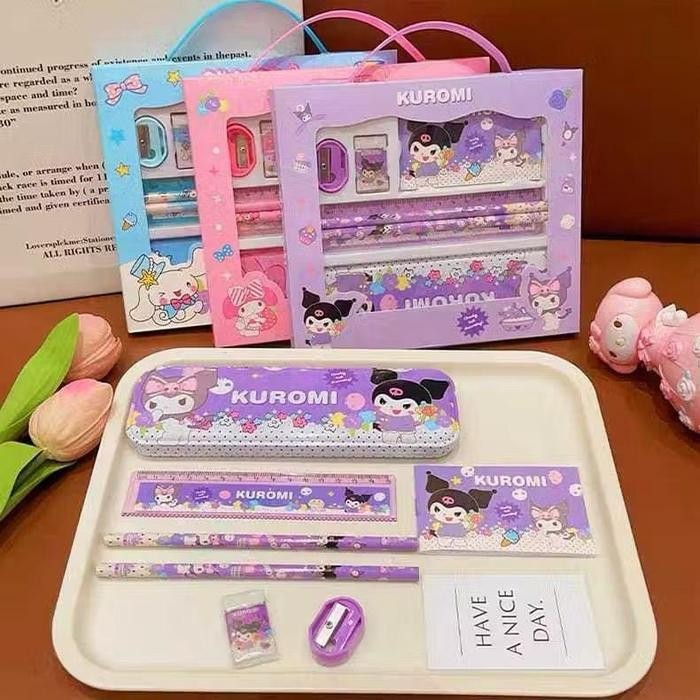 

[ 8002 ] STUDY SET Alat Tulis 7in1 / Stationery Set Gift Box / Paket Alat Tulis Anak Karakter