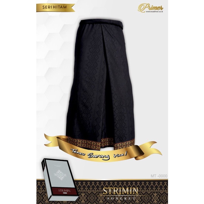 Sarung Wadimor Primer  Strimin Mercerized Warna Khusus Hitam Motif Songket
