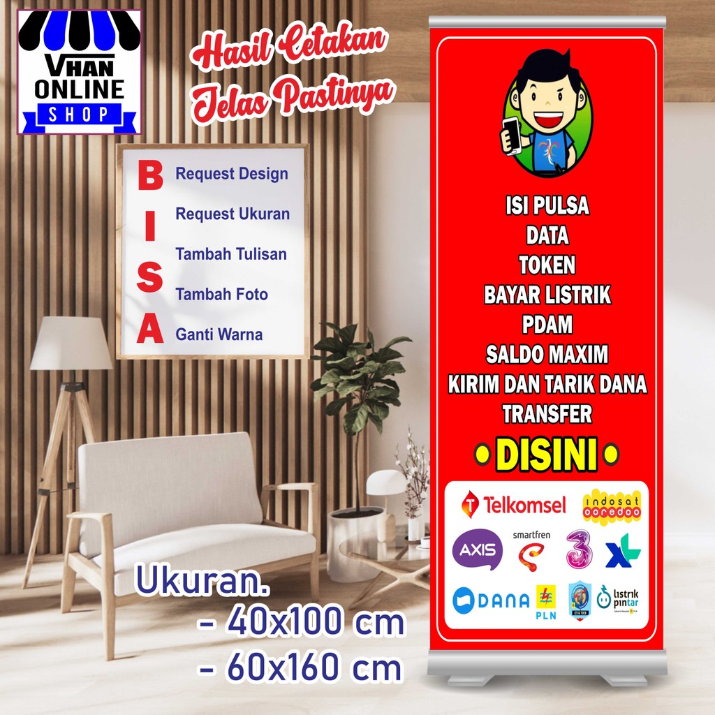 Spanduk Banner Backdrop Jualan Aksesoris Hp dan Konter