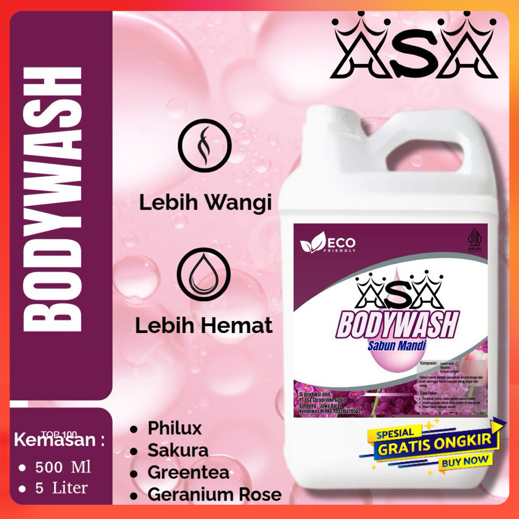 Bodywash 5 Liter - Sabun Mandi 5 Liter - Bodysoap 5 Liter - Sabun Mandi ASA 5 Liter