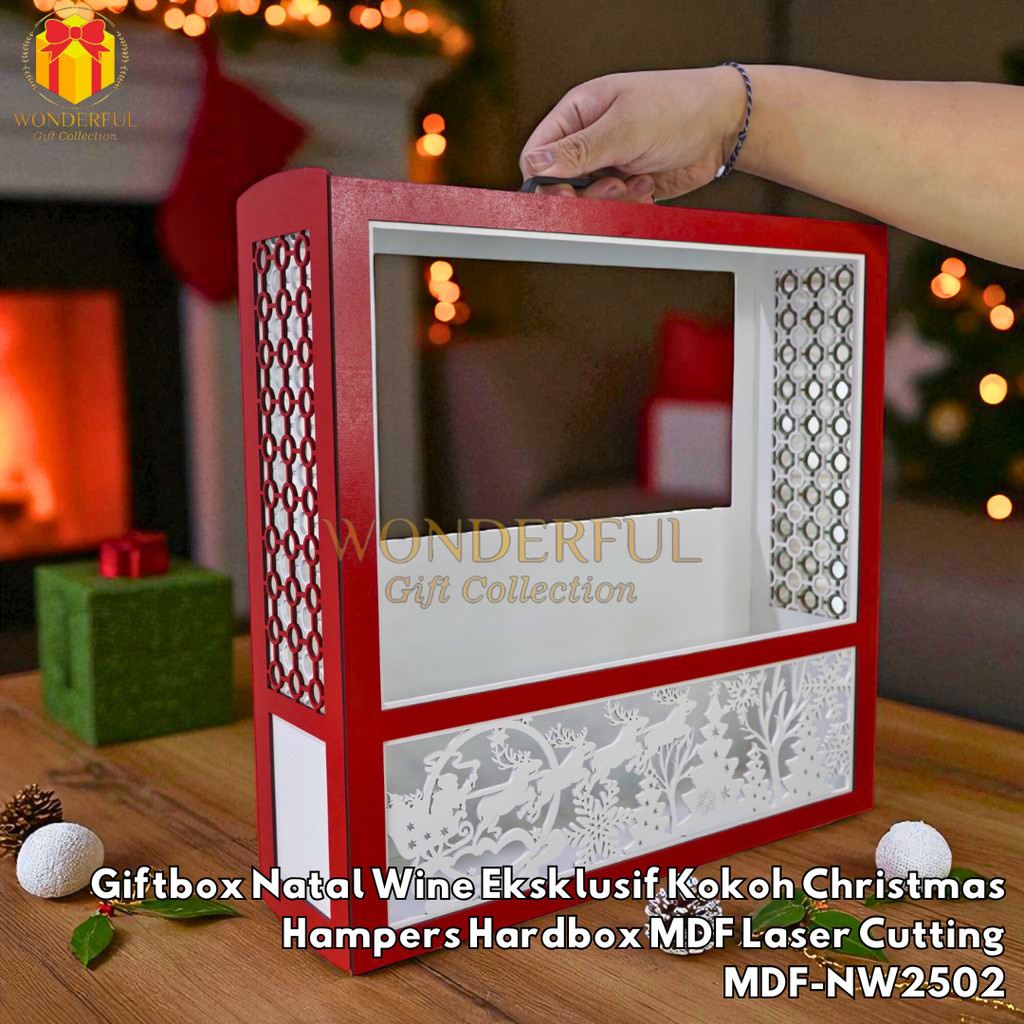 

Giftbox Natal Wine Eksklusif Kokoh/Christmas Hampers Hardbox MDF Laser Cutting MDF-NW2502