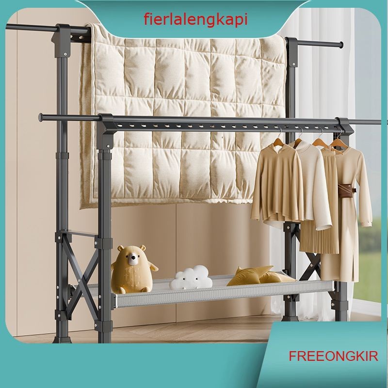 Jemuran Baju Lipat Aluminium Jemuran Baju Dengan roda Jemuran Baju Besi Kuat Besar