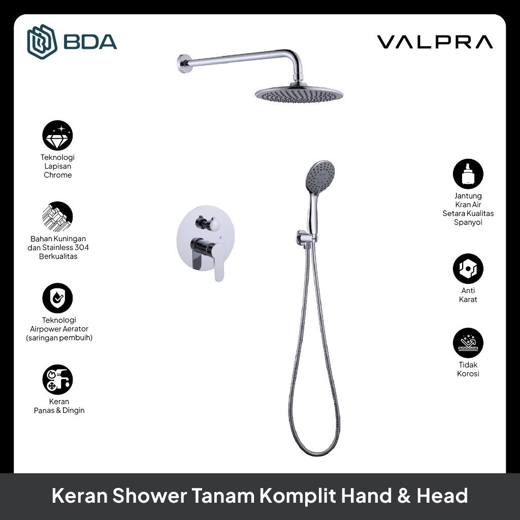 Valpra Shower Kamar Mandi Set Shower Set Tanam Shower Mandi Panas Dingin V CL 5701