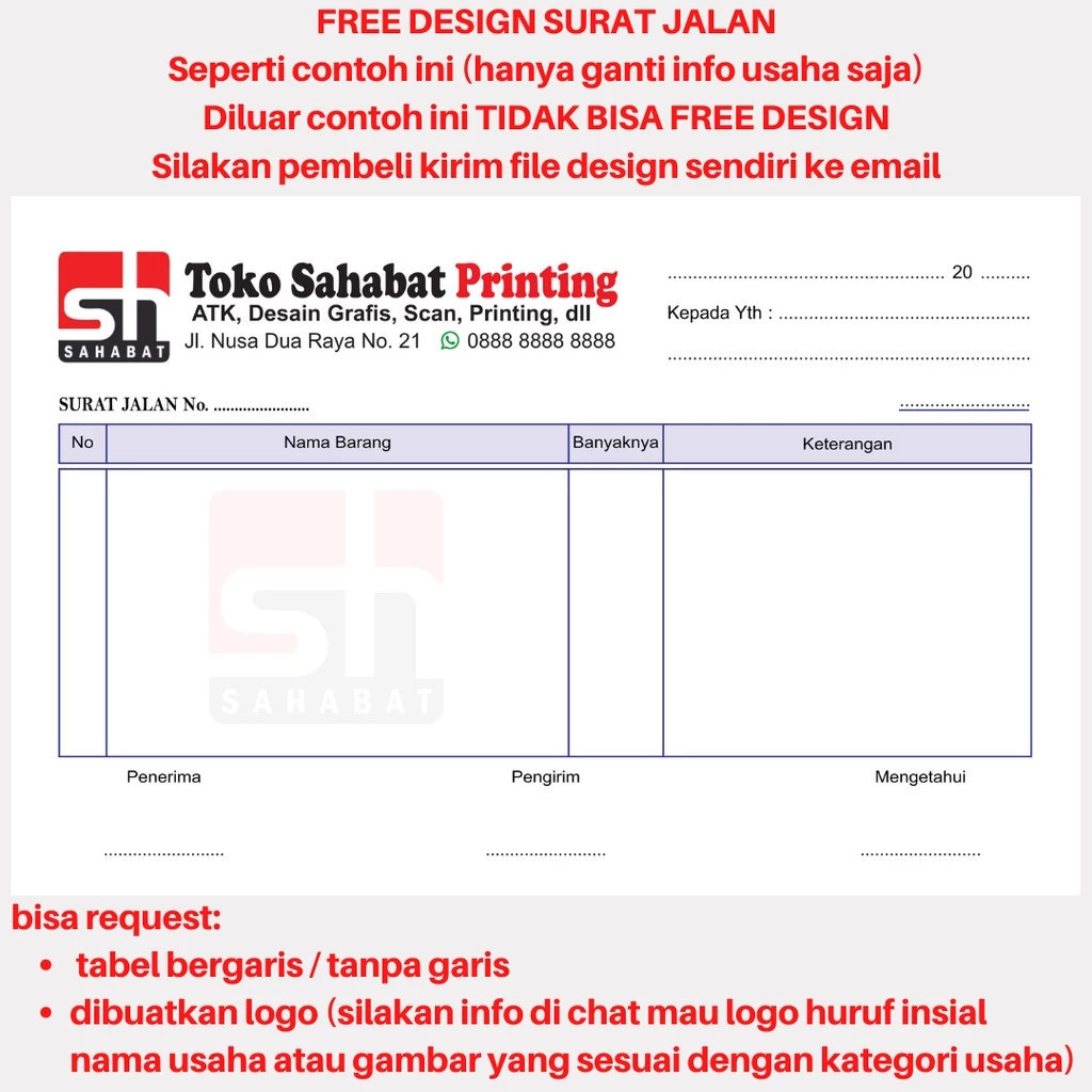 

[TERLENGKAP] NOTA TOKO CUSTOM 1 2 3 RANGKAP / PLY BON SURAT KWINTANSI SURAT JALAN INVOICE FORMULIR SLIP GAJI FORM