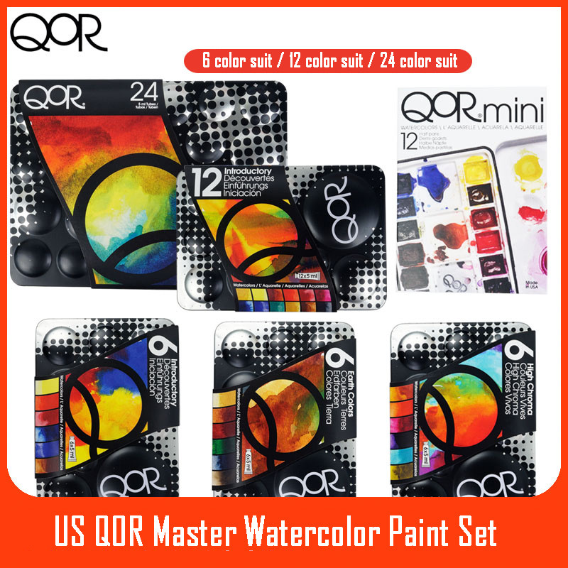 

QOR Artistic Watercolor Paints Set Tin box Pigment Solid Paint Set Palette High Concentration for Artist Painting Drawing