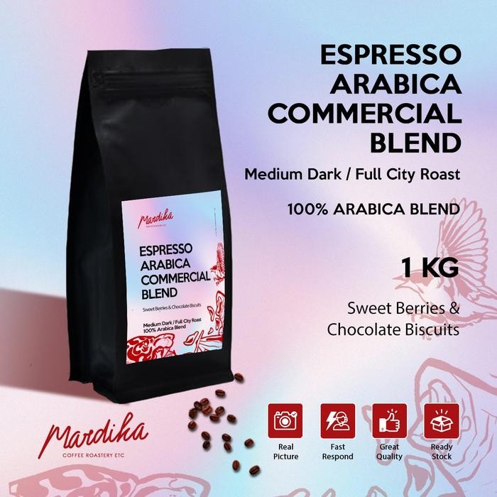 

[Promo] Mardika Coffee ESPRESSO ARABICA COMMERCIAL BLEND 1KG- 100% Biji Kopi Es Kopi Susu Arabica Ekonomis Freshly Roasted - Halus/Fine