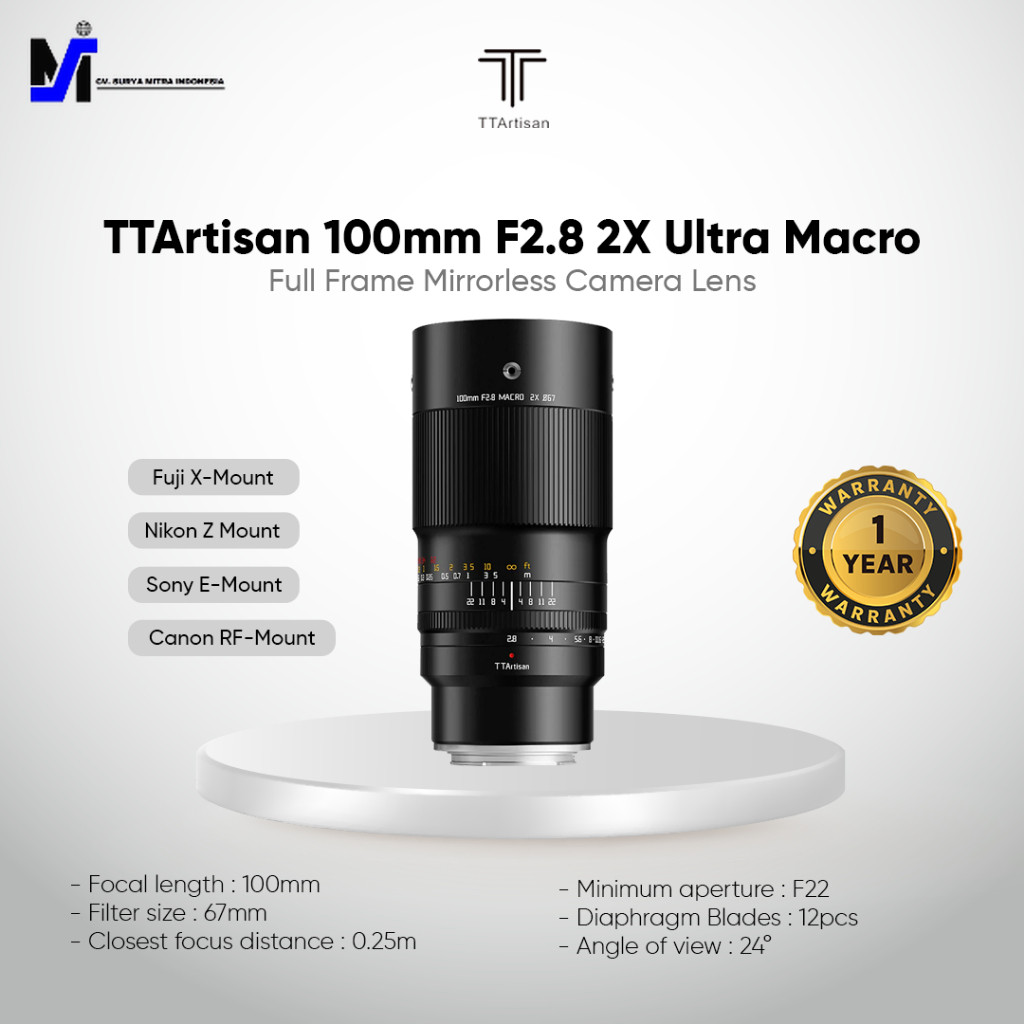 TTArtisan 100mm F2.8 2X Ultra Macro Lens Full Frame Mirrorless Camera Lens