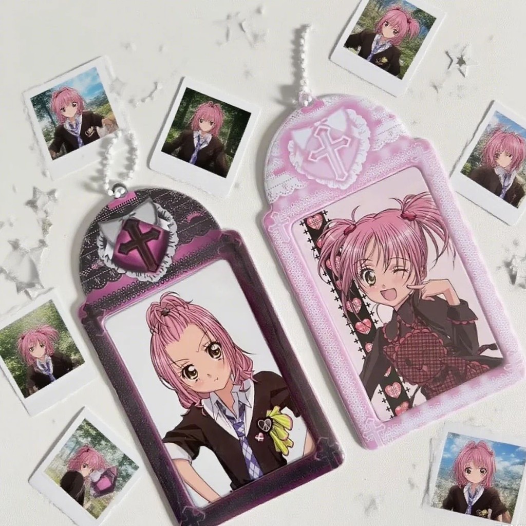 Cute Pink  PVC ID Card Holder Korean KPOP Idol 3-inch Photocard Display Protective Case Student Back