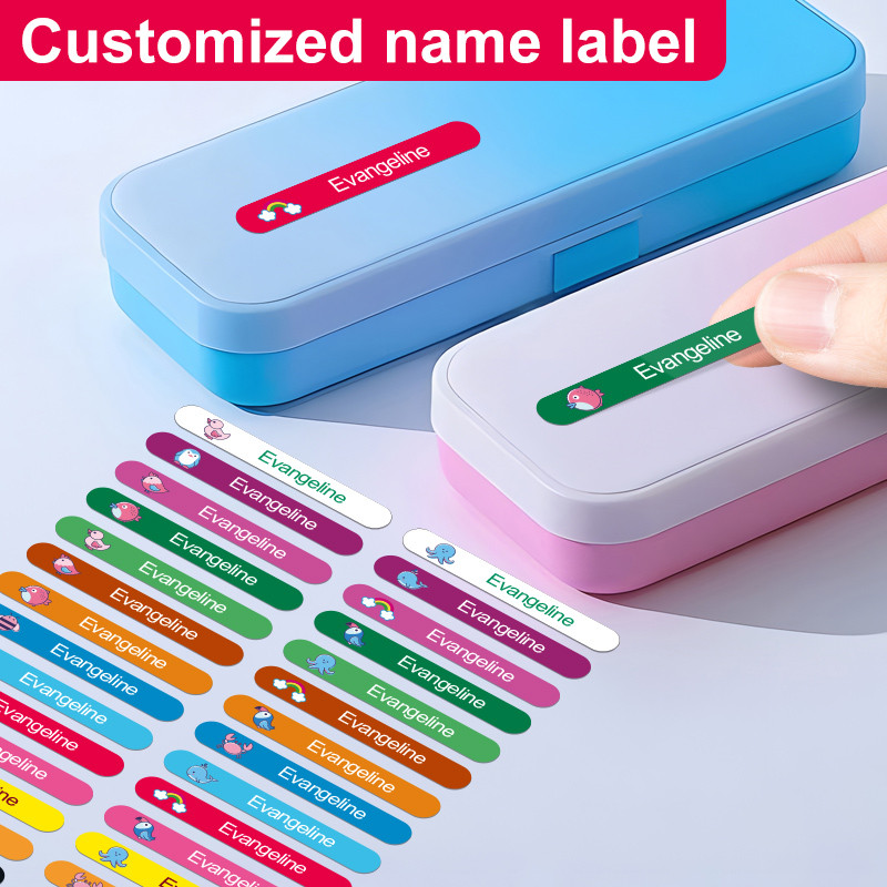 

‌Personalized Eco-Friendly Name Stickers Waterproof Custom Animal Designs - Kids School Bags & Stationery Labels