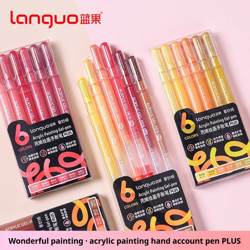 

LANGUO 90/6 Colors Acrylic Painting Gel Pen 1.0mm Painting Drawing Writing Art Markers Pens Student Graffiti Acrylic Paint Pens