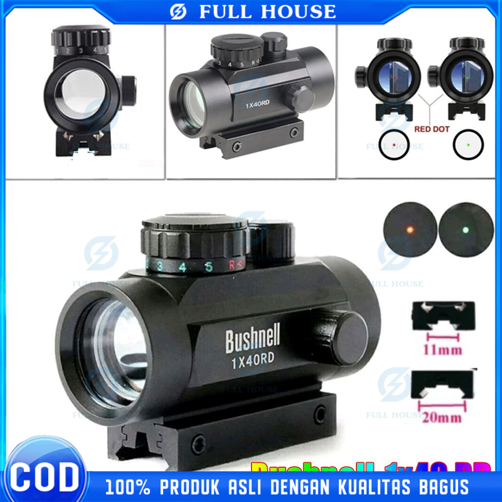 Full House Reddot Rdl Bushnell reddot 1x40 Teleskop Bermata Perjalanan Luar Ruangan Green dot hologr