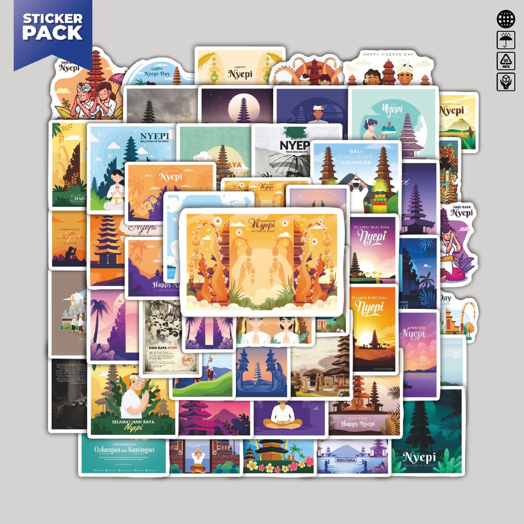 

[100PCS]Stiker Pack Stiker Tema Nyepi V1 Aesthetic Vinyl Anti Air Dekorasi Sticker Laptop Buku Journal Koper Helm Casing HP Gitar Helm Skateboard