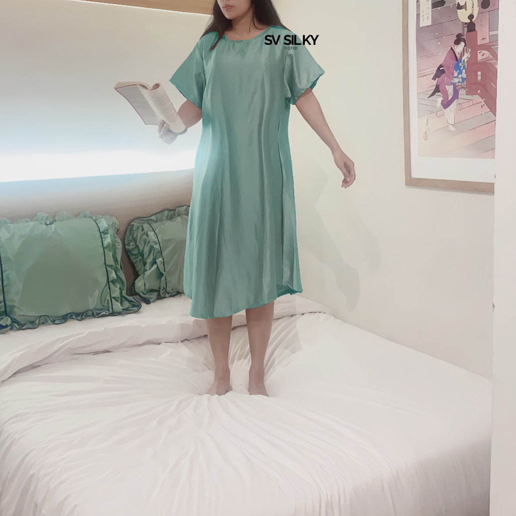 Daster Nami SV Silky Premium Satin | Daster Viral Bahan Adem & Halus | Look Mewah Ala Korea, Daster 