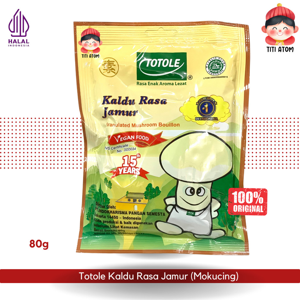

Totole Kaldu Bumbu Masak Rasa Jamur Vegetarian Vegan NON MSG (Mokucing) 80g