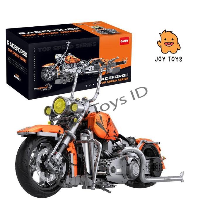 JOY TOYS Mainan Anak Brick Guly Sepeda Motor Harley Davidson Fat Boy Motorcycle 2392 Pcs Oranye Hita