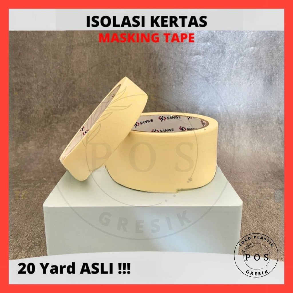 

[20 Yard] Masking Tape Isolasi Kertas Lakban Kertas 24mm/48mm Lem Kertas