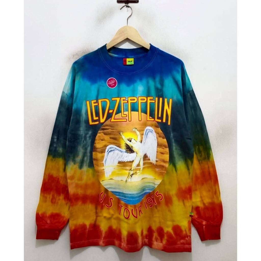 KAOS LENGAN PANJANG T-SHIRT LONG SLEEVE MUSIC LED ZEPPELIN SWAN SONG TIE DYE FULL TAG & LABEL