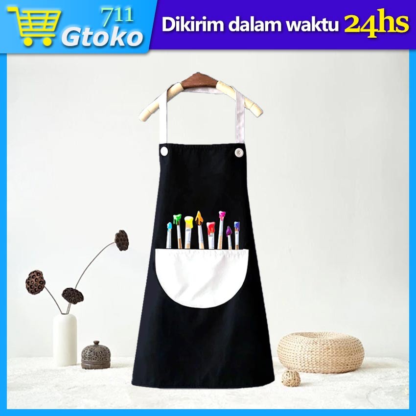 Apron Celemek Anak Melukis Hitam Apron Memasak Waterproof Anti Air Anti Minyak