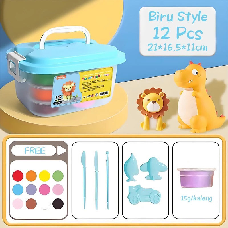 LULU PAIYYA | MA77 Kotak Mainan Clay Isi 12 Pcs Clay Warna Warni Mainan Edukasi Anak Hadiah Anak Fre