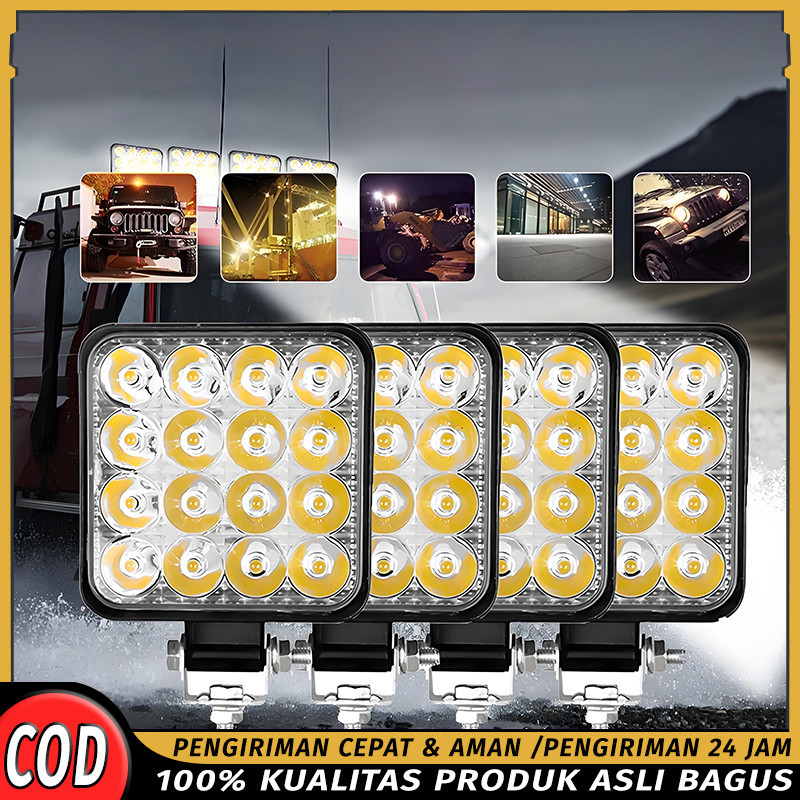 Lampu Sorot Mobil Lampu Tembak Mobil 12 Volt LED Mobil 16 Mata Offroad Tembak Worklight Mobil 48Watt