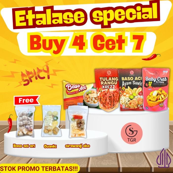 

[SPECIAL BUY 4 GET 7] BASO ACI, TULANG RANGU, BABY CRAB FREE BASO ACI,CUANKI,CIRAWANG Kuah Kaldu Hotpot Ayam Instan Food Seblak Bawang Pedas HOL