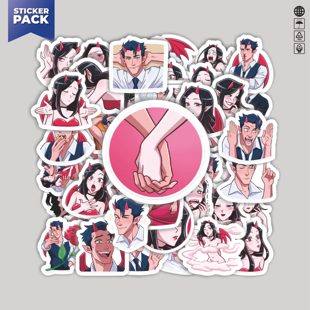 

[100PCS]Stiker Pack Stiker Funny Character The Hell Couple Aesthetic Vinyl Anti Air Dekorasi Sticker Laptop Buku Journal Koper Helm Casing HP Gitar Helm Skateboard