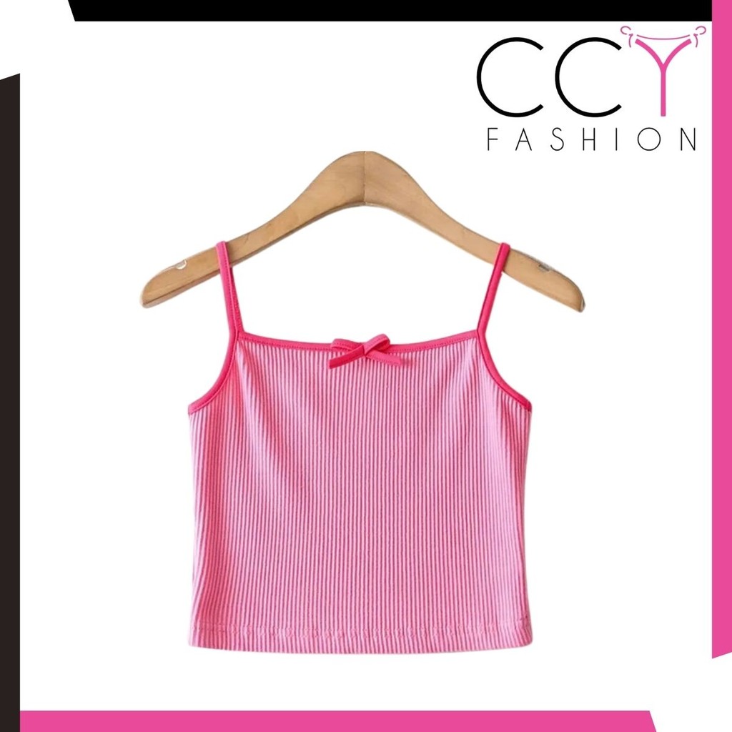 CCY FASHION Tanktop Bra Rajut Wanita Motif Pita Tanktop Motif Tali Ikatan Simpul Croptop