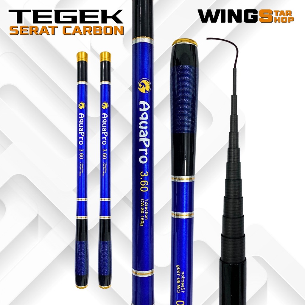 Joran Tegek Ruas Pendek ±40cm Ukuran 1.5M-4.5M Serat Carbon Action Medium Joran Pancing Tegek Antena