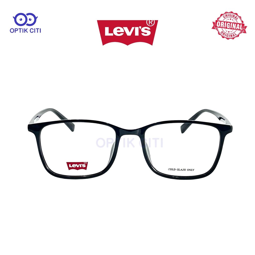 Frame Kacamata Kotak Pria Wanita Original Levis 7027 - 807 Hitam Glossy