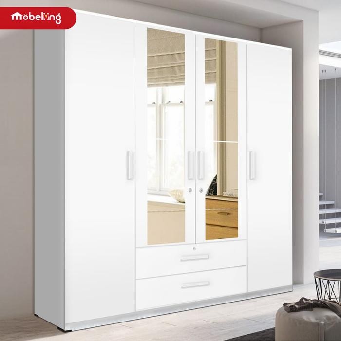 PROMO BIG SALLE Mobeliving - Lemari Pakaian Besar 4 Pintu - Lemari Pakaian Empat Pintu Orc - Lemari 