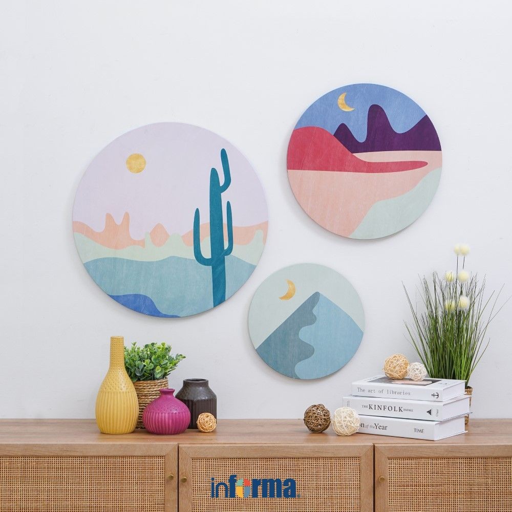 Informa 53.5x53.5 cm Set 3 Pcs Hiasan Dinding Print Desert 9 Wall Art Lukisan Dinding Poster Kanvas 