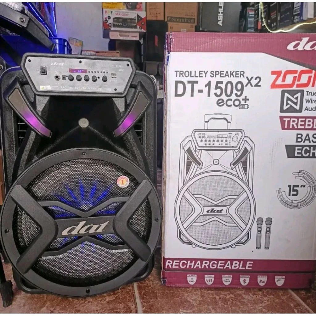 (KARGO) DAT Speaker 15 Inch DT-1509 X2 ECO Plus ZOOM/ Salon Aktif Bluetooth Karaoke Free 2 Mic
