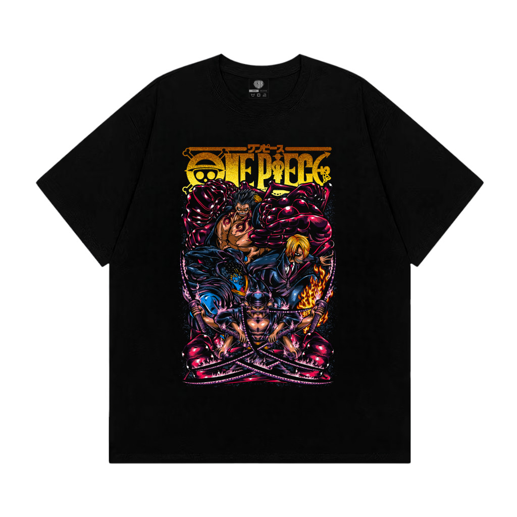 OYB Kaos One Piece Luffy Zoro Sanji Anime T-Shirt Baju Pria dan Wanita Lengan Pendek
