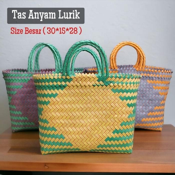 Tas Anyam Lurik Tas Keranjang Belanja Ukuran Besar - RANDOM, TAS LURIK BESAR