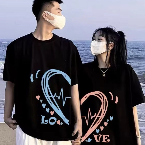 Baju Kaos Couple Pasangan kapel kapelan pacar kompakan PULSE LOVE terbelah remaja aesthetic keren