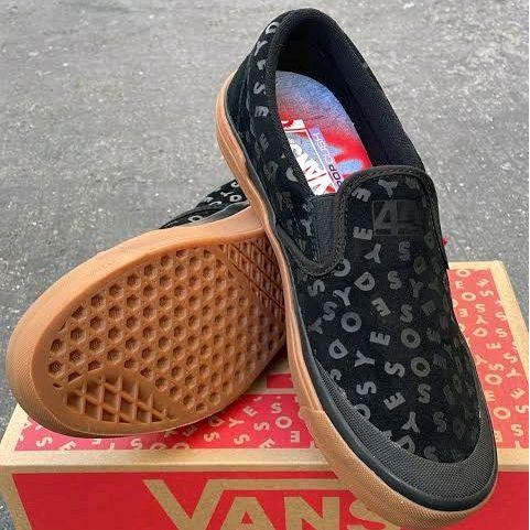 VANS SLIP ON x ODYSSEY BMX BLACK GUM RED ORIGINAL Shoes Flat Pria Wanita - 39