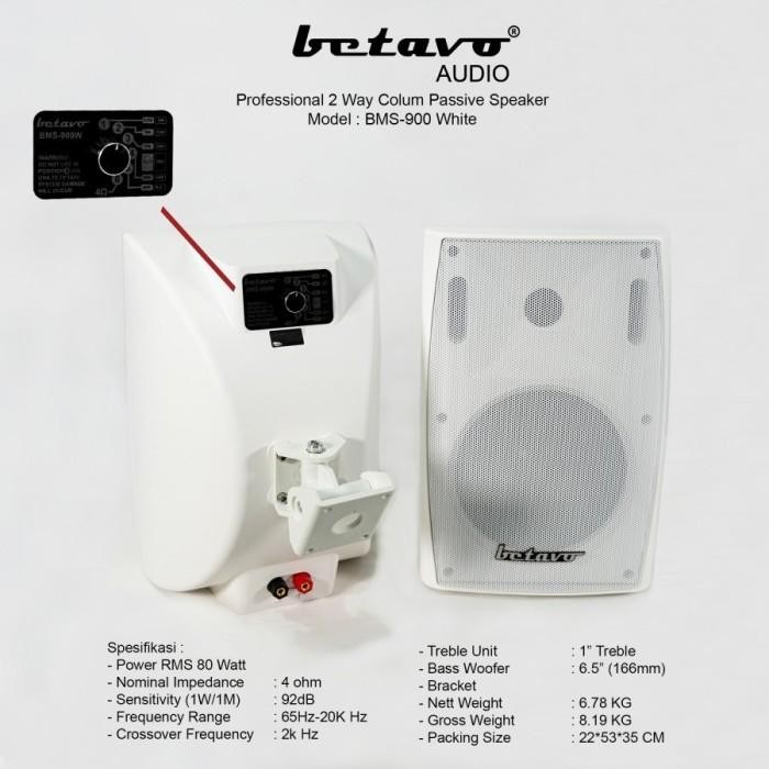 SPEAKER PASIF BETAVO 6'5 INCH COCOK BUAT DI CAFE MUSHOLLAH SEKOLAHAN - Putih - Putih