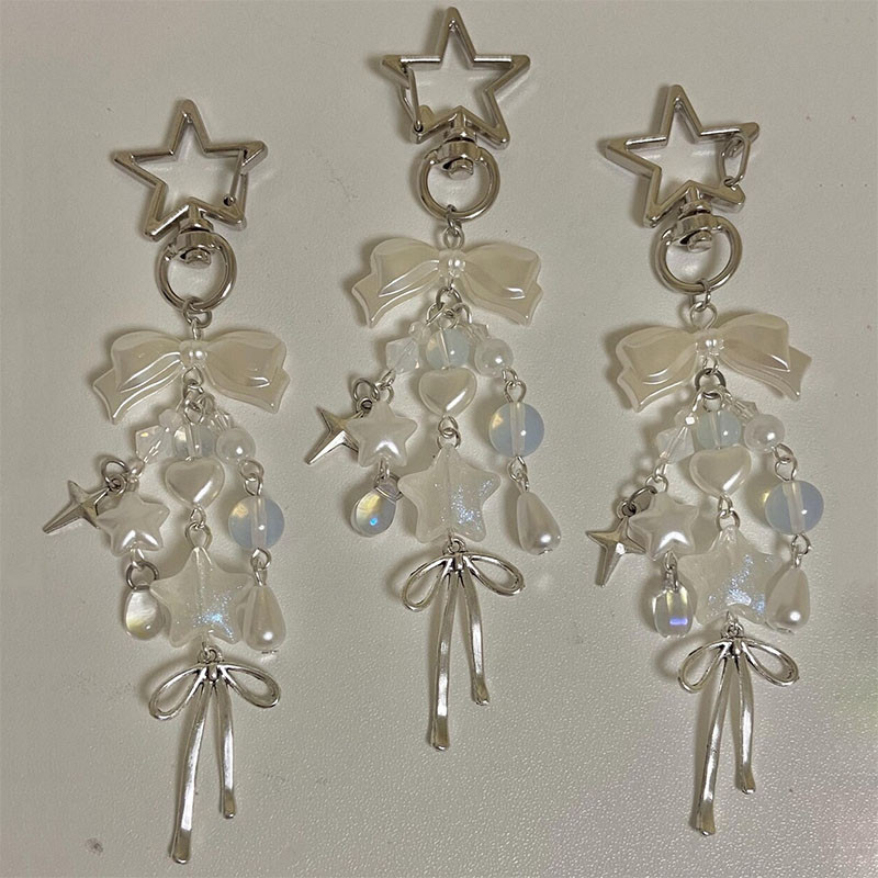 handmade y2k bow star Keychain bag Charms Aesthetic