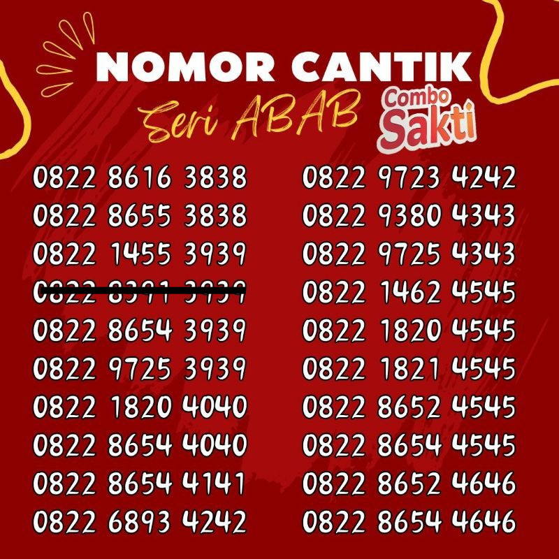 Perdana Nomor Cantik Sakti 21gb 26gb 32gb 43gb Combo Sakti abab