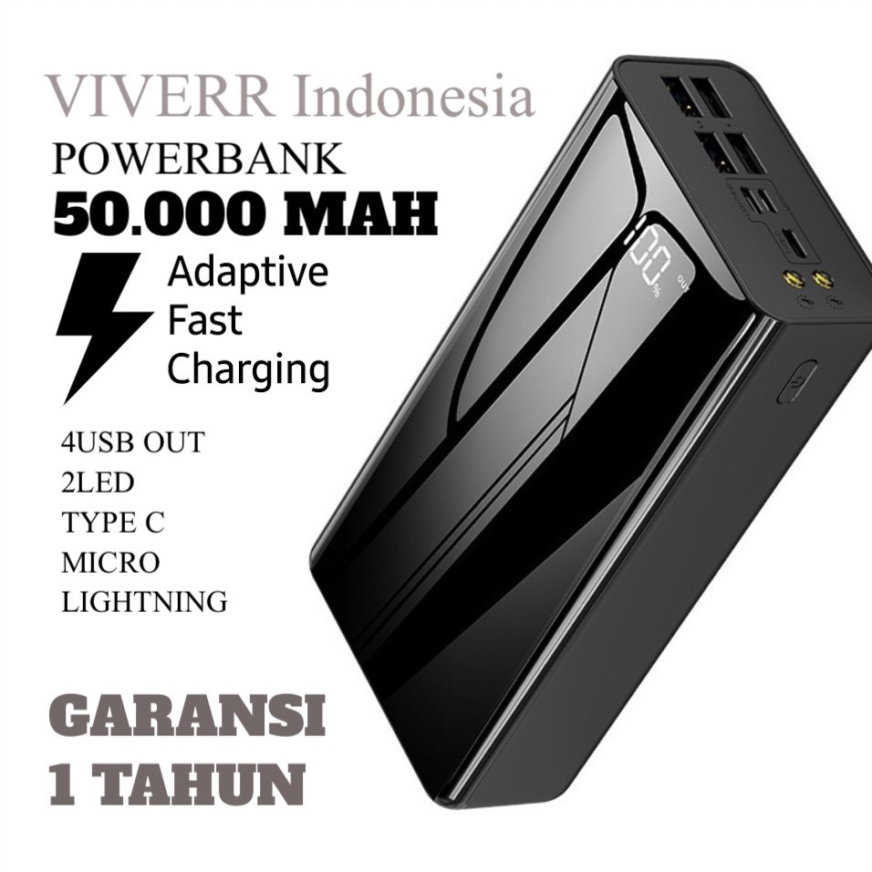 Powerbank VIVERR 50.000 Mah Kapasitas besar original garansi 1 Tahun