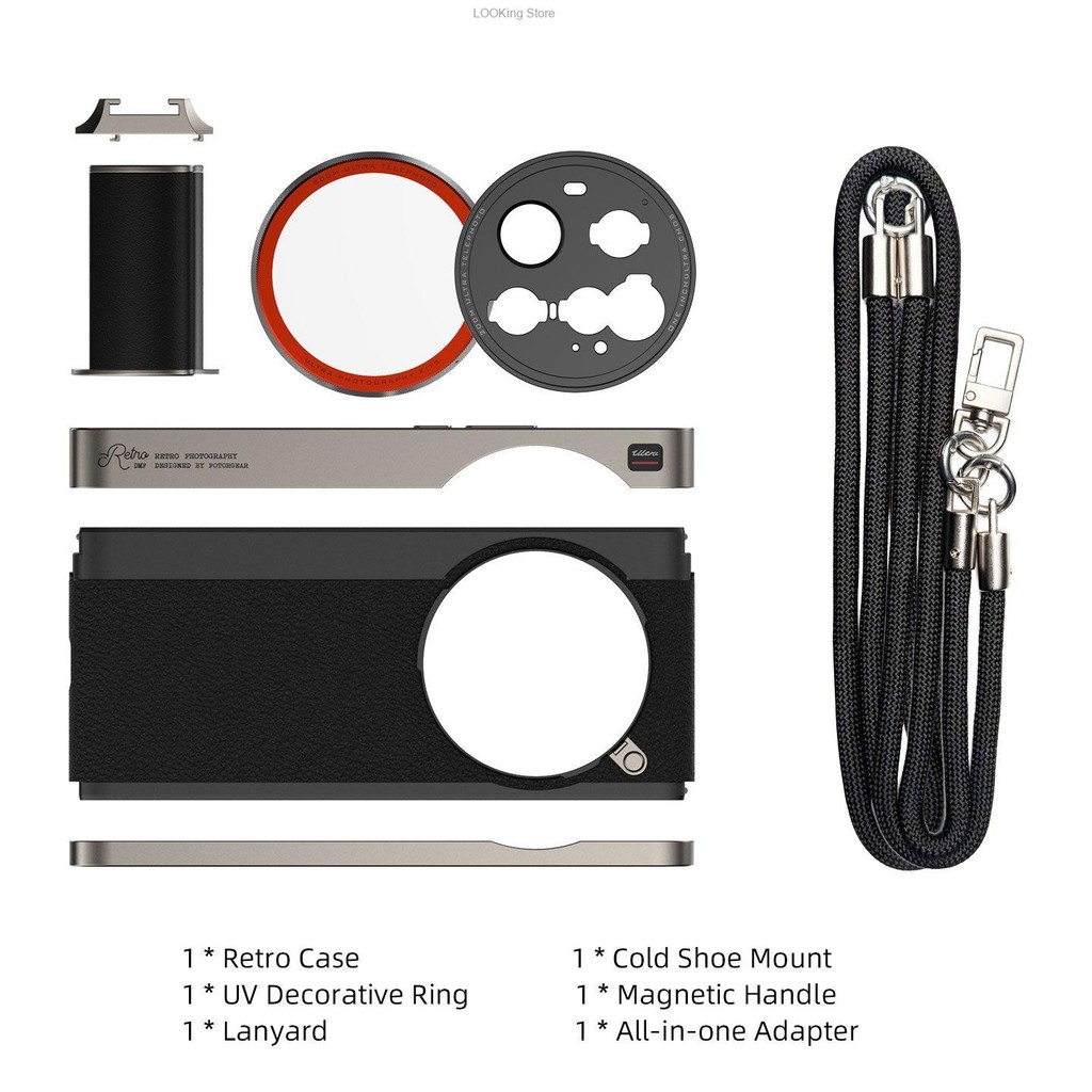 Fotorgear Retro Photography Kit for VIVO X200 Ultra Retro Phone Case with Cold Shoe Mount T-mount Le