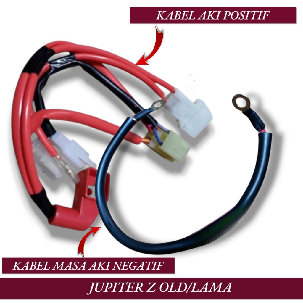 Kabel Aki Accu Positif Yamaha Jupiter Z OLD/LAMA Burhan Set Komplit Kabel Masa Accu Negatif Jupiter 