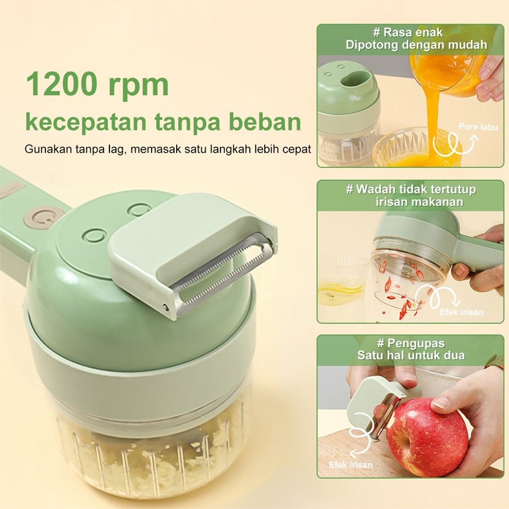 Blender Mini Wireless Chopper Multifungsi 4 in1 Hand Held Cooking Alat Pemotong Sayuran Daging Elekt